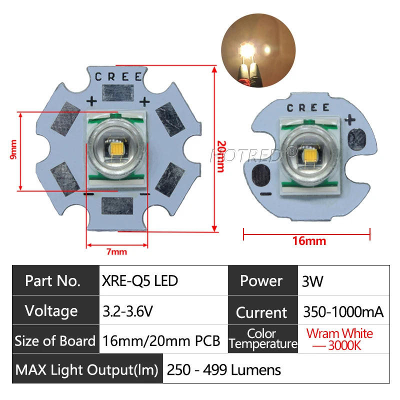 

LED модуль XRE Q5 HotRed 3 Вт
