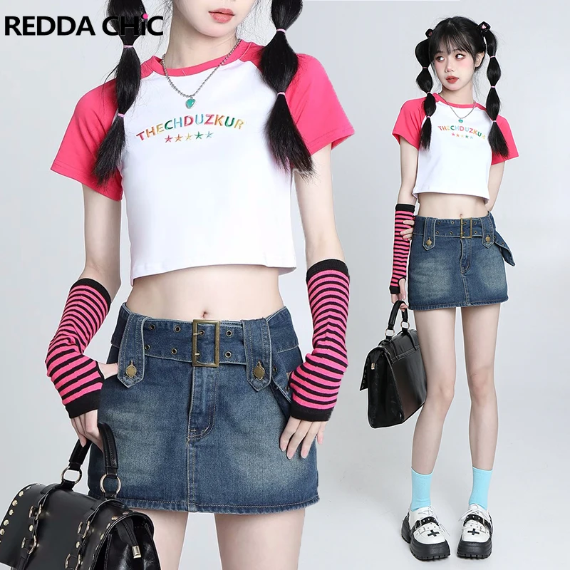 

Юбка-мини джинсовая REDDACHiC в обтяжку, стильная синяя облегающая трапециевидная короткая джинсовая юбка в винтажном стиле, уличная одежда, Y2k, ...