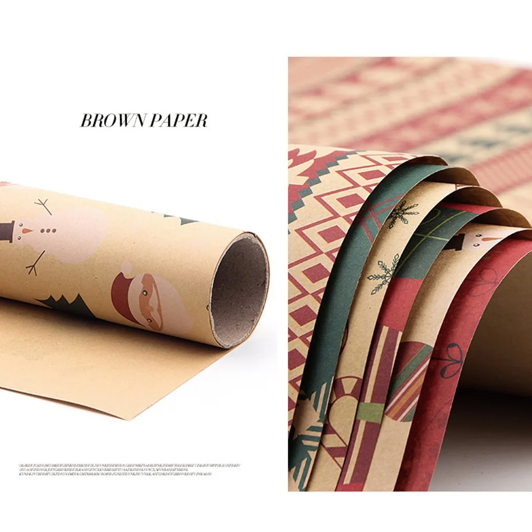 

6pc Kraft Paper Wrapping Paper Packaging Paper Retro 50X76cm Beautiful Birthday Or Party Gifts Christmas For Packaging Christmas