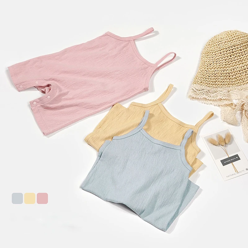 

Summer baby new clothes baby baby girl jumpsuit vest baby suspenders sleeveless jumpsuit newborn cotton thin sleeveless romper