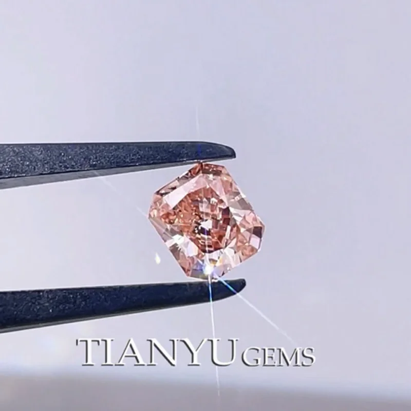 

Tianyu камни радиальной резки 1.02ct VS2 фантазийный коричневый розовый лабораторный Выращенный бриллиант CVD международный сертификат 6,06*5,27*3,69 мм свободные бриллианты для кольца