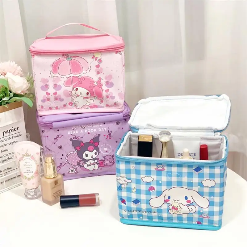 

Новинка Kawaii Sanriod аниме серии Hello Kitty My Melody Kuromi Cinnamoroll настольная коробка для хранения портативная складная косметичка подарок