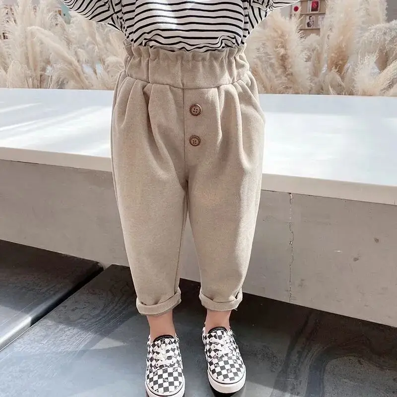 Весенне-осенние детские штаны для девочек новая коллекция 2024 утепленные