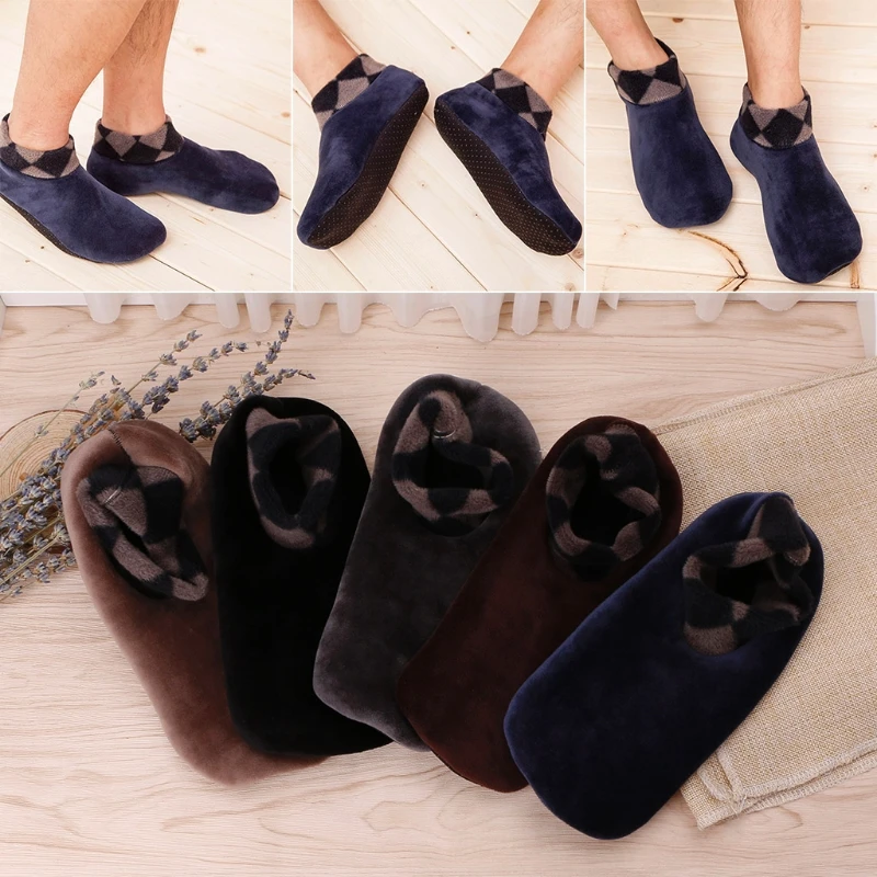 

Men Thicken Winter Warm Boat Socks Non Slip Elastic Indoor Floor Socks Slipper