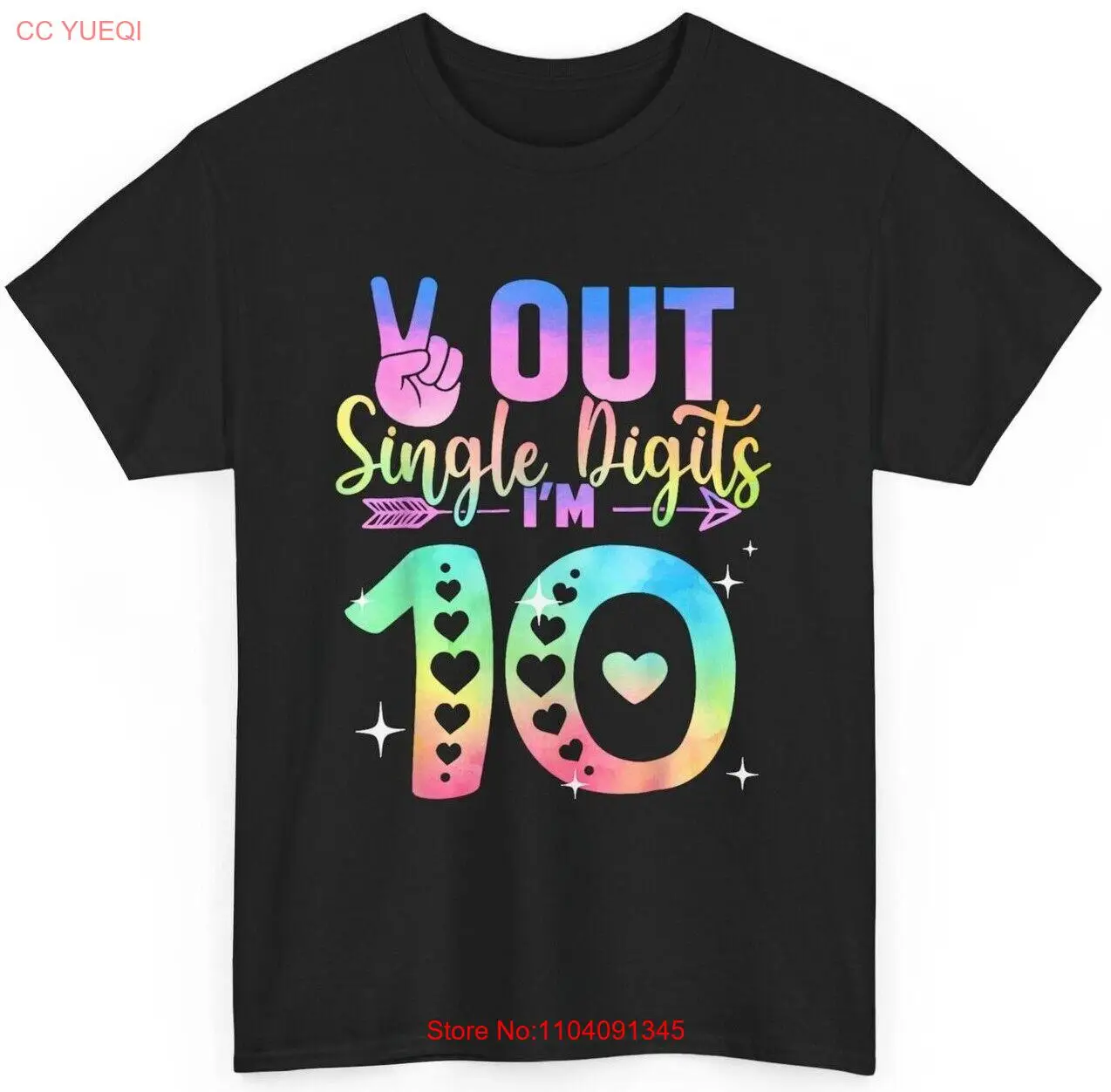 Футболка на день рождения для 10-летней девочки Peace Out Single Digits Tie Dye