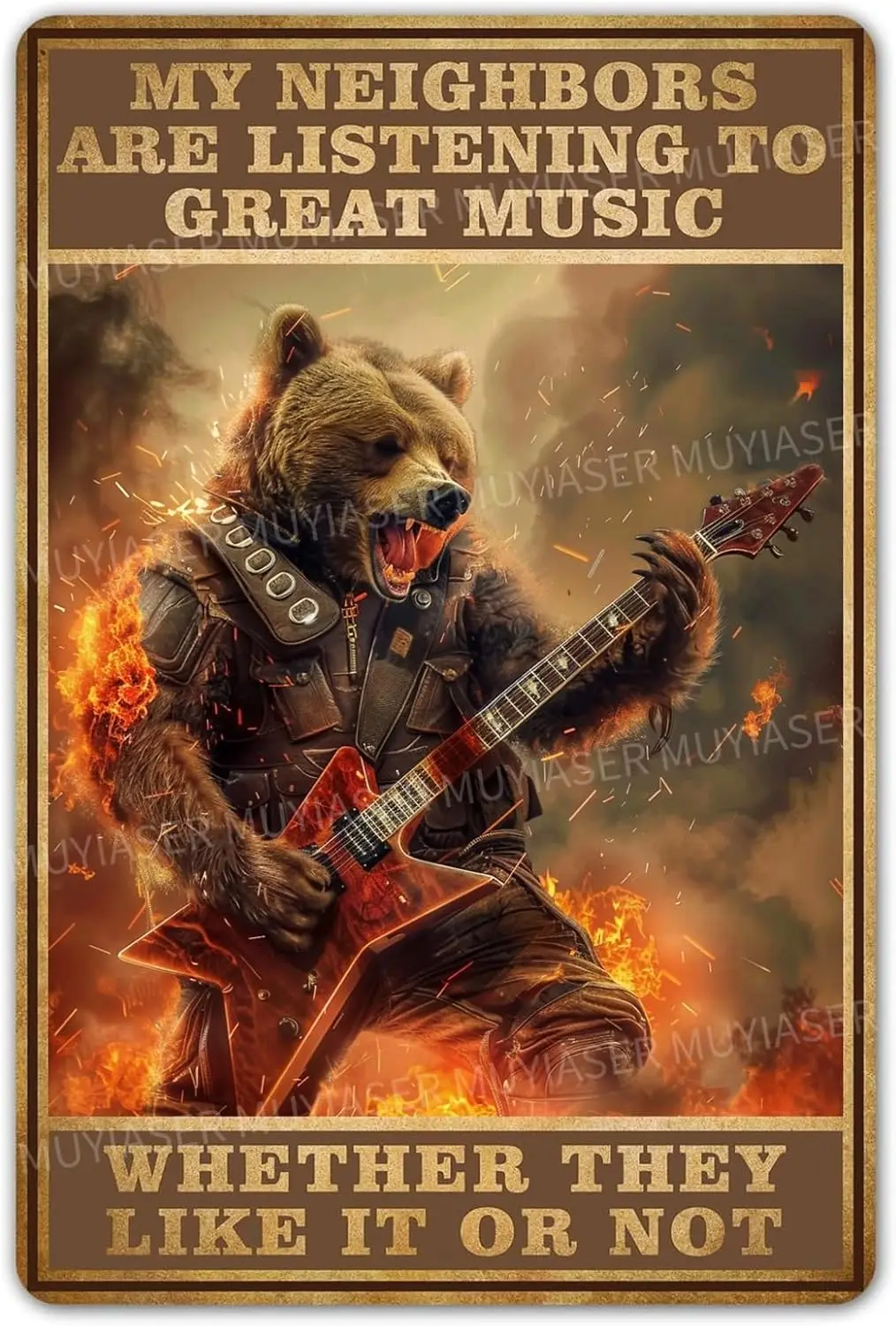 Metl Sgns My Neghbors re lstenng To Gret Musc Vntge Retro lumnum Tn Sgn for Tolet Wshroom Grden Home Br Cfe Decor 8x12 nch