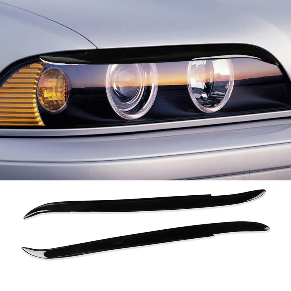 

2pcs Car Headlight Eyelid For BMW 5 Series E39 1995-2003 Glossy Piano Black Headlamp Eyebrow Trim Stylish Headlight Eyelids