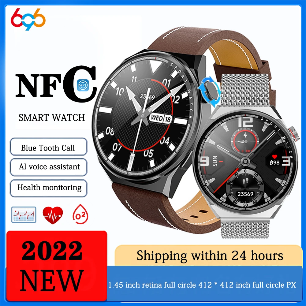 

New 1.45" Men Blue Tooth Call Heartrate ECG Smart Watch AI Voice Assistant Sport Fitness Tracker Waterproof NFC Women Smartwatch