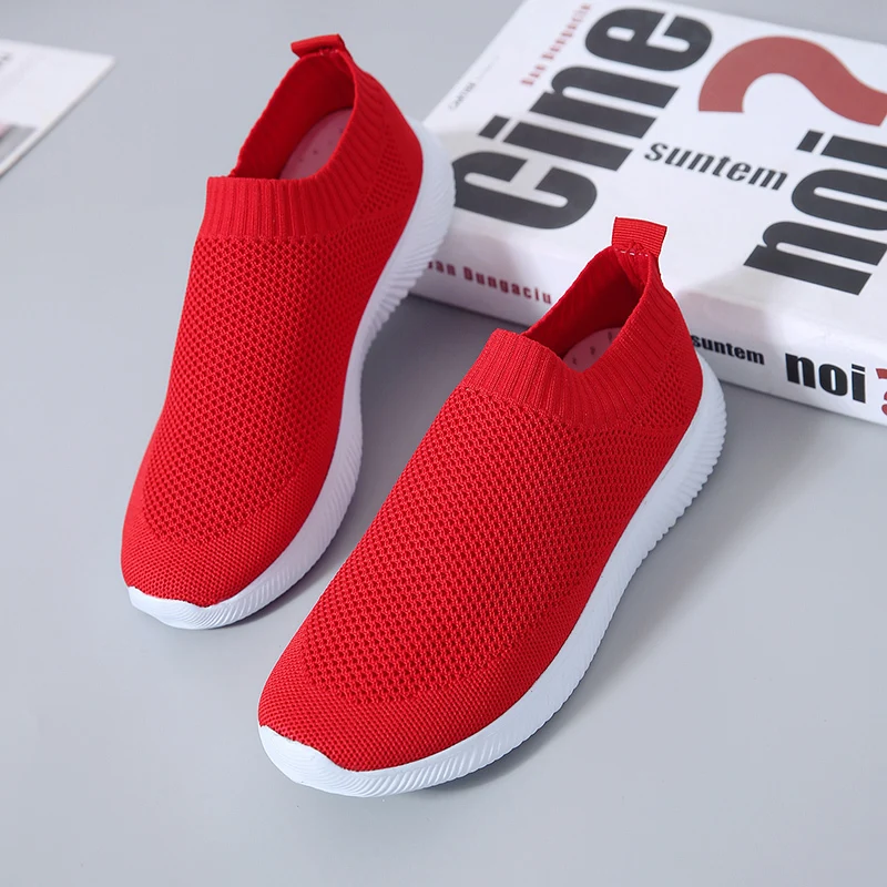 2022- New Style Women Shoes Knitting Sock Sneakers Women Flat Shoes Casual Breathable Sneakers Flats Walking Shoes for Women