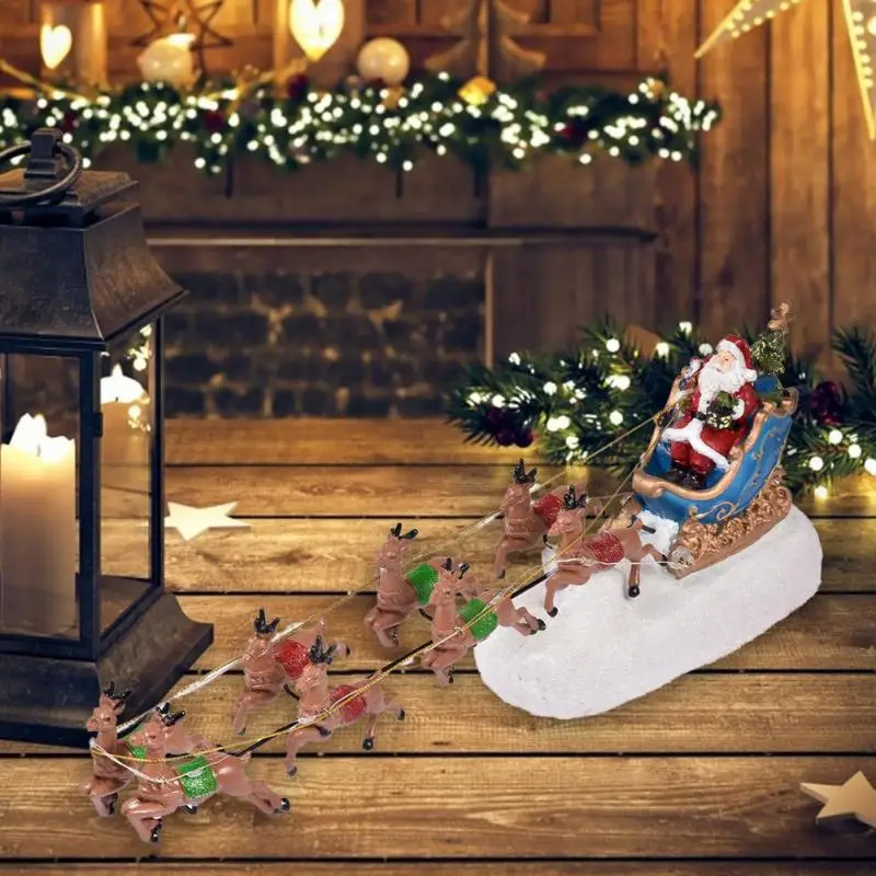 

Innodept12 Santa's Sleigh and Reindeer Assortment Christmas Decoration Accessories Musical LED Light Holiday Collection Figurine