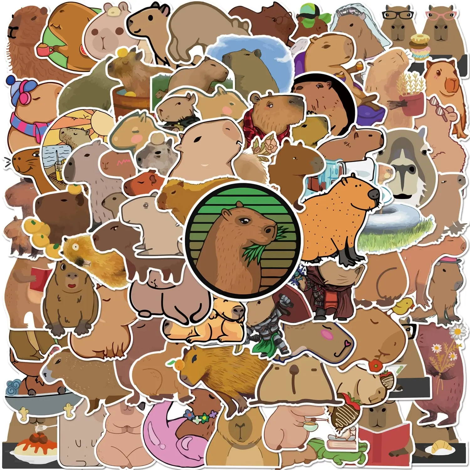 10/30/50/100pcs Cute Capybara Sticker Set for Laptop, Guitar, Scrapbook and Journals, Gift for Boys Girls Teens Birthday Party