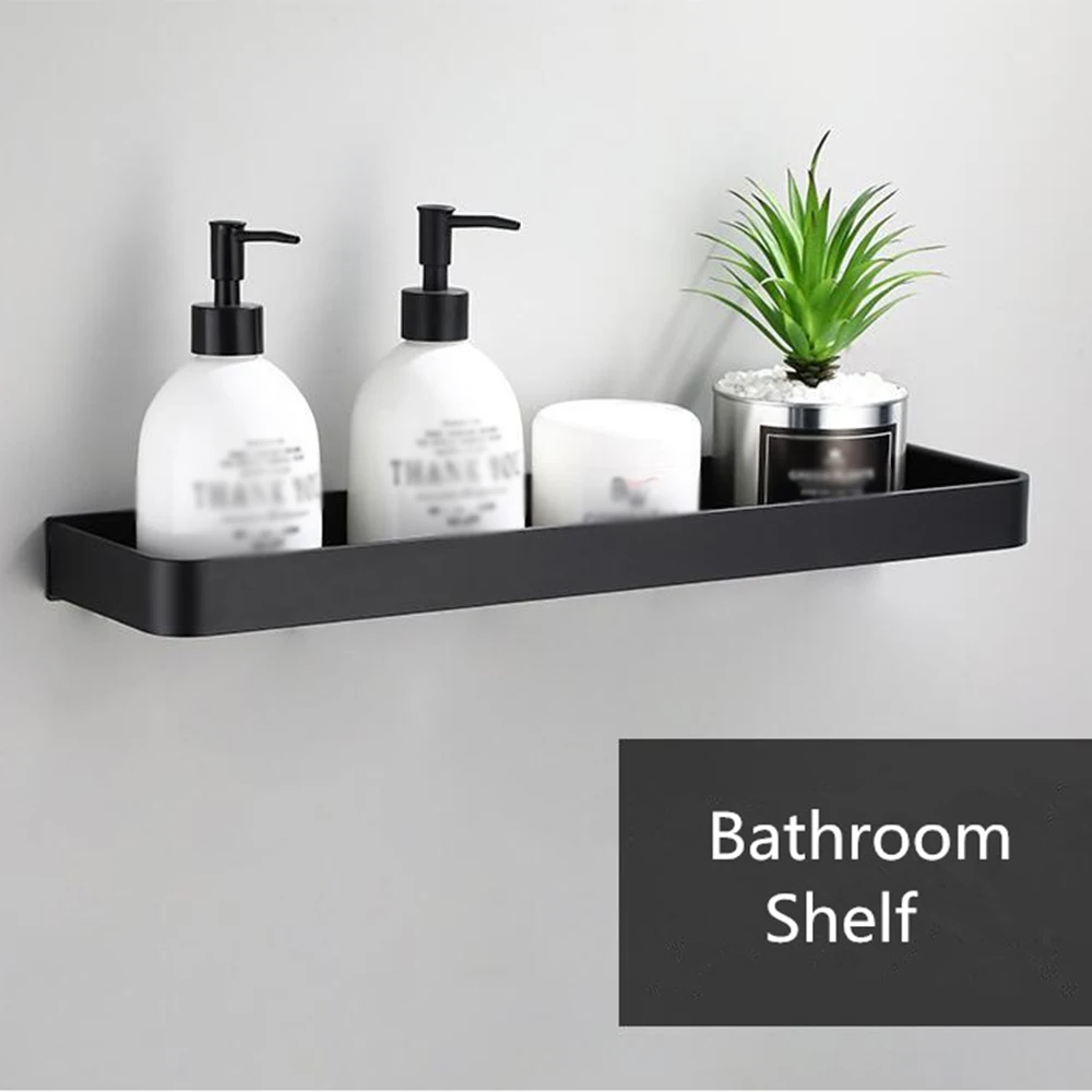 Настенная полка для ванной комнаты алюминиевая черная угловая настенный черный
