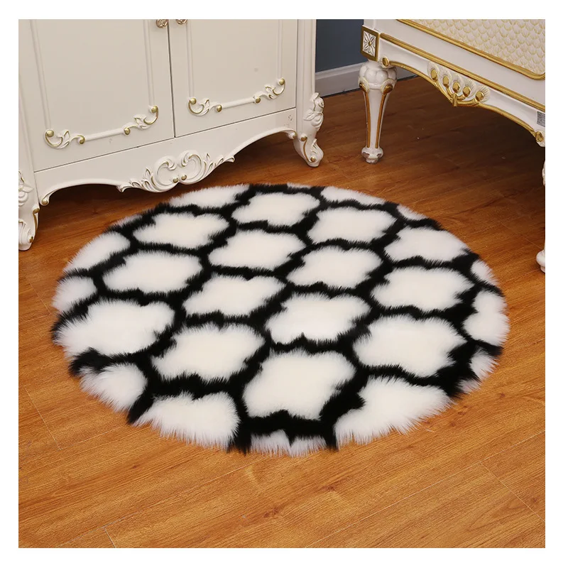 

Fluffy Round Rug Artificial Sheepskin Rug Home Decor Soft Rugs Home Floor Mat Rug Bedside Rugs Bedroom Living Room Carpet
