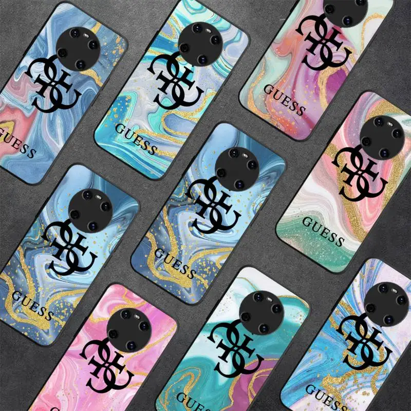 

Luxury GUESS Glitter Gradient Marble Texture Phone Case For Huawei Y5 Y62019 Y52018 Y92019 funda case for 9prime2019