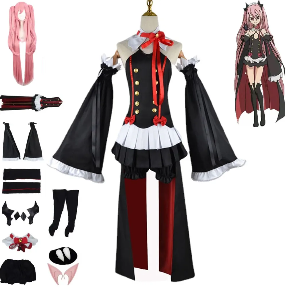 

Костюм для косплея из аниме Seraph of The End Krul Tepes, украшение для шеи, волшебные уши, туфли, парик для мужчин и женщин, сексуальный костюм на Хэллоуин для взрослых