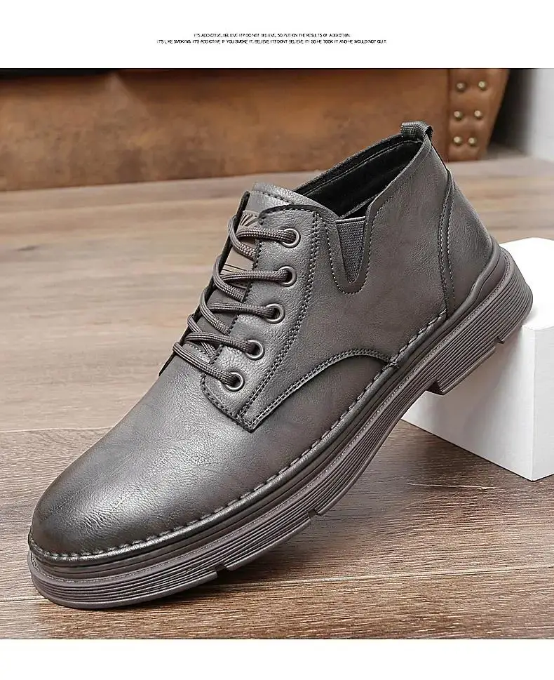

Men's Spring Autumn Leather Casual Shoes Thick Bottom Non Slip Breathable Were Resistant Outdoor Casual Shoes Work Shoes
