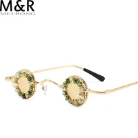 fashion small round frame gem sunglasses ladies bar party personality sunglasses punk steam men and women decorative frame
