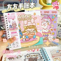 cute square coil this square hand ledger ins high face value cute children kawaii girl heart full grid inner page notebook