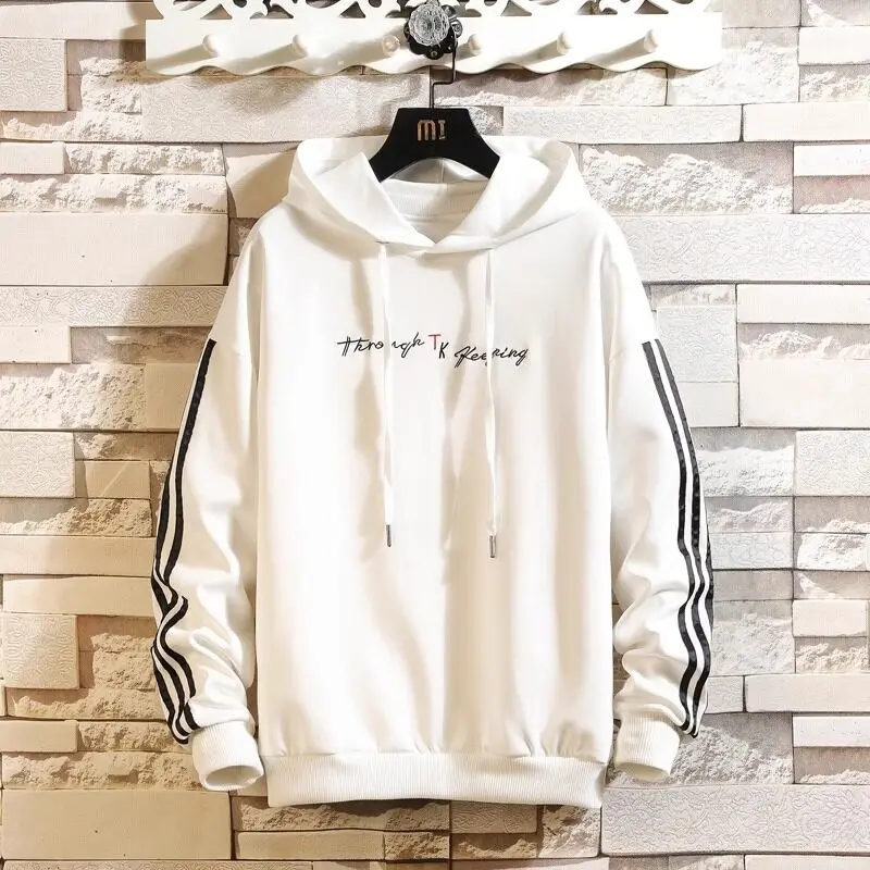 Весенне-осенняя новая модная полосатая спортивная толстовка с капюшоном мужская