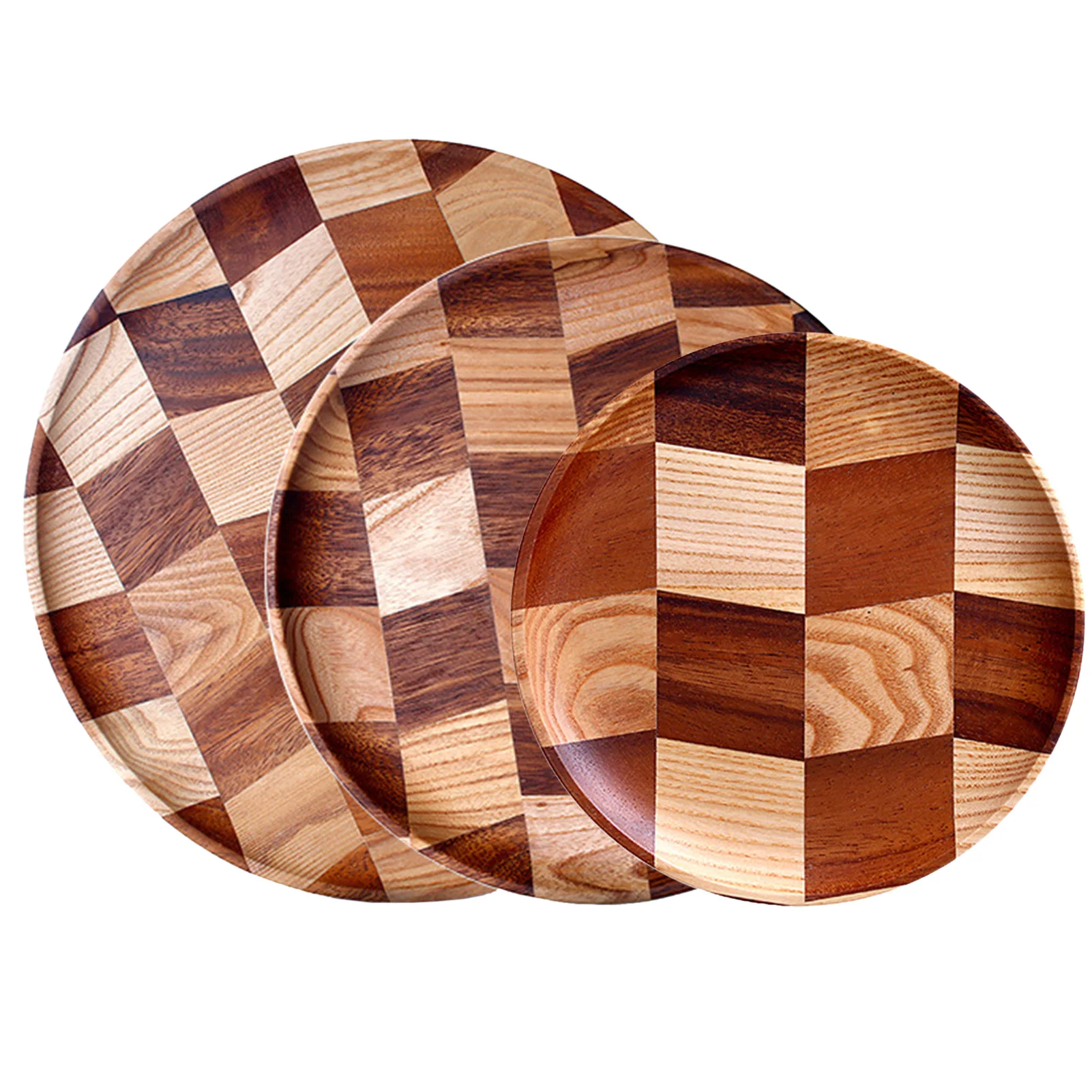 

Round Wooden Tray Handcrafted Decorative Serving Trays Walnut And Ash Spliced Wooden Plates For Home Decor As Jewelry Tray