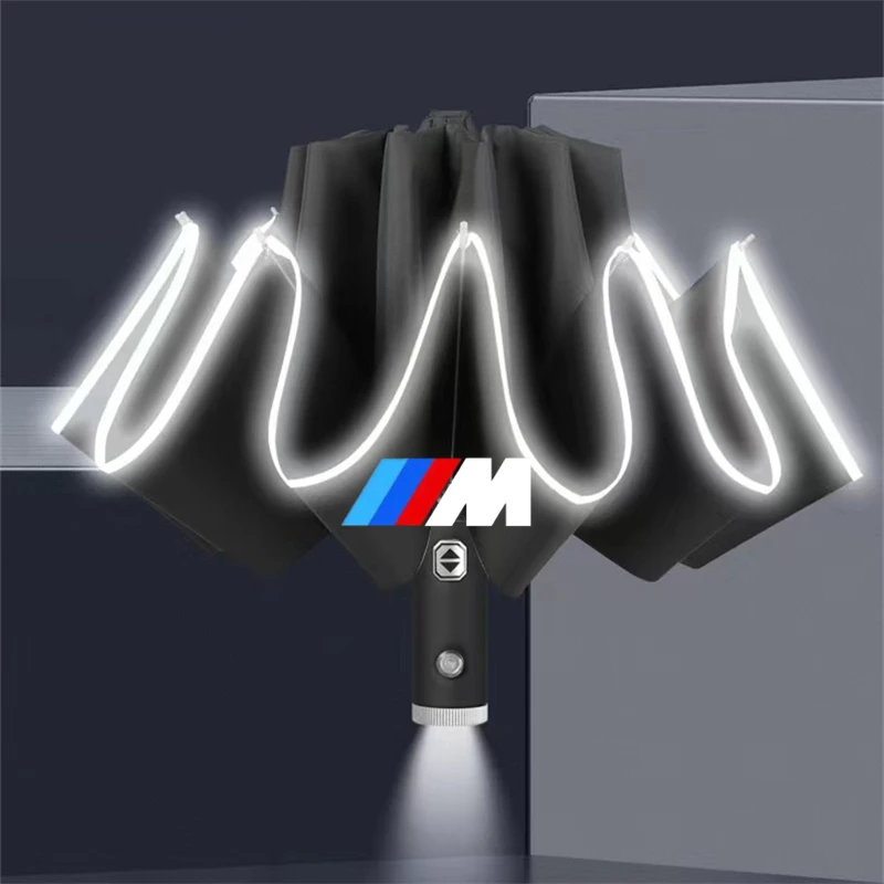 

Automatic Umbrella with Reflective Stripe Reverse Led Light Umbrella For BMW M Emblem E46 E36 E34 F10 E90 F30 E60 F30 E53 E30 E9