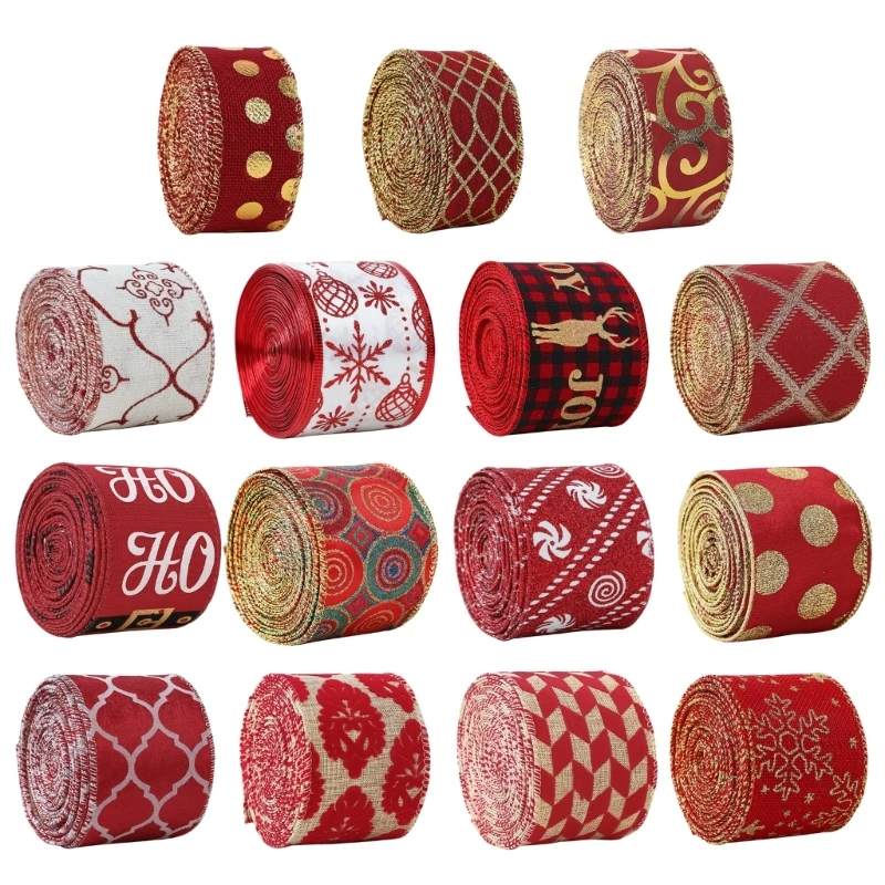 

Проводная Рождественская лента «сделай сам», бант, лента для упаковки подарков, для рукоделия, праздничный Декор