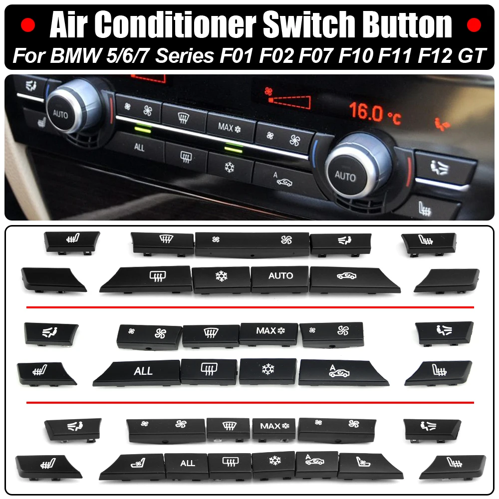 

Silver Black Console Dashboard Air Condition AC Control Switch Button Cover For BMW 5 6 7 Series F10 F18 F06 F12 F01 F02 520 523