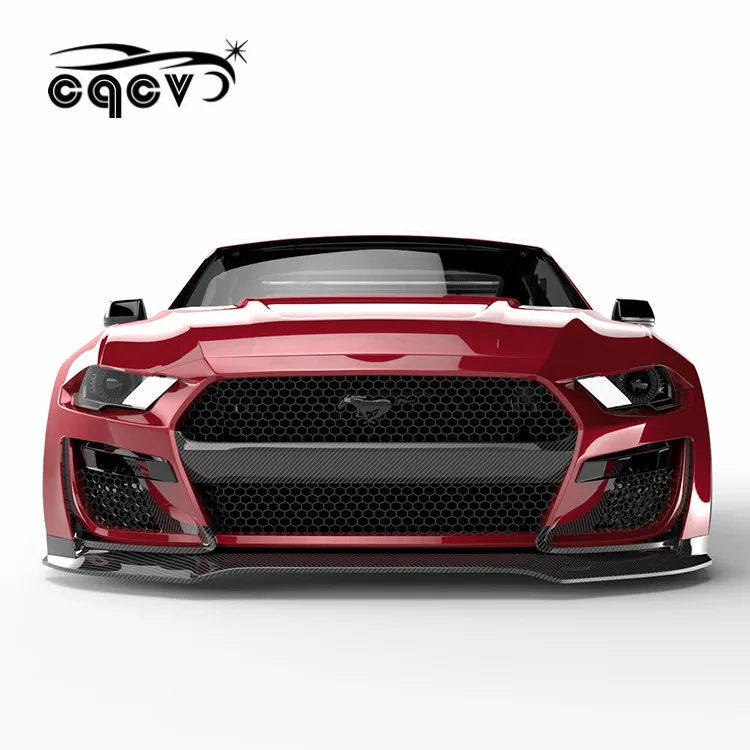 

Body kit for new Ford Mustang wide flare fenders carbon fiber front lip rear diffuser wing spoiler and side skirts facelift