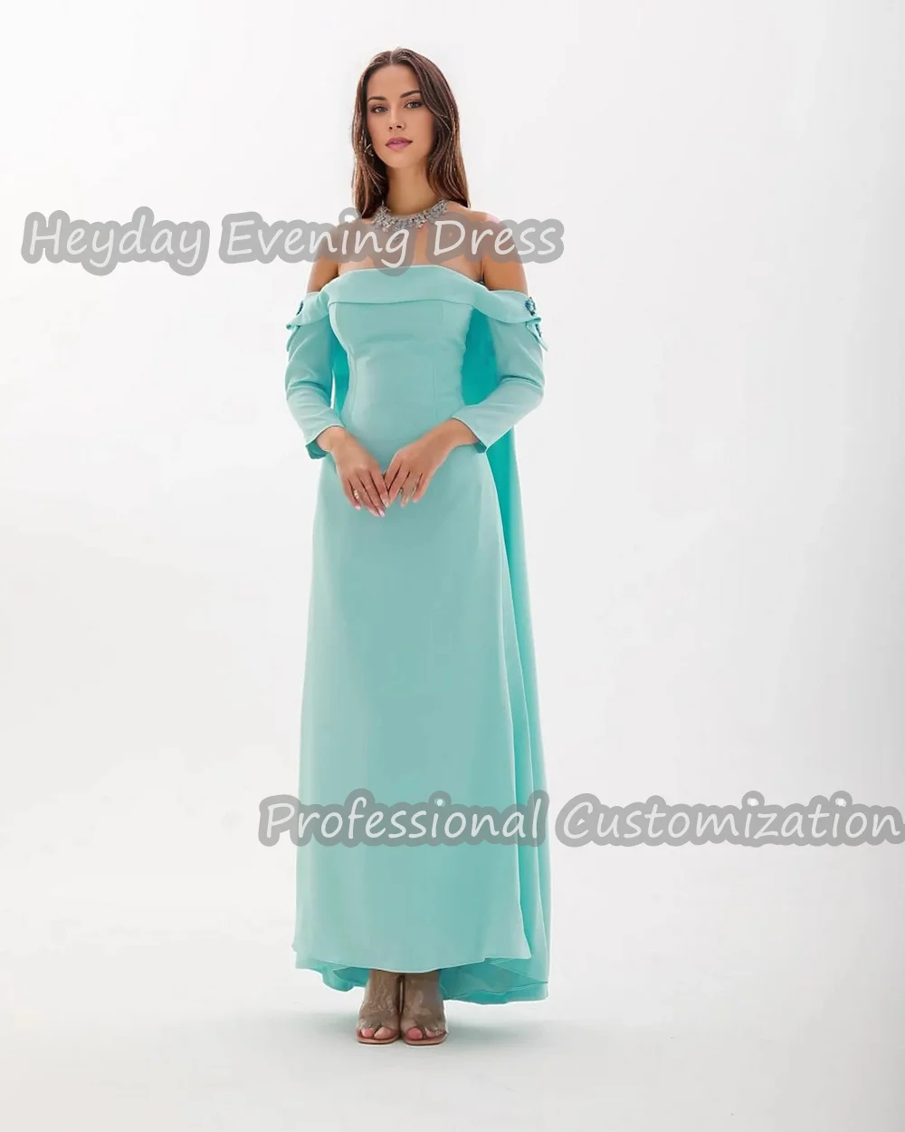 Женское прямое платье Heyday элегантное из крепа до щиколотки с открытыми плечами