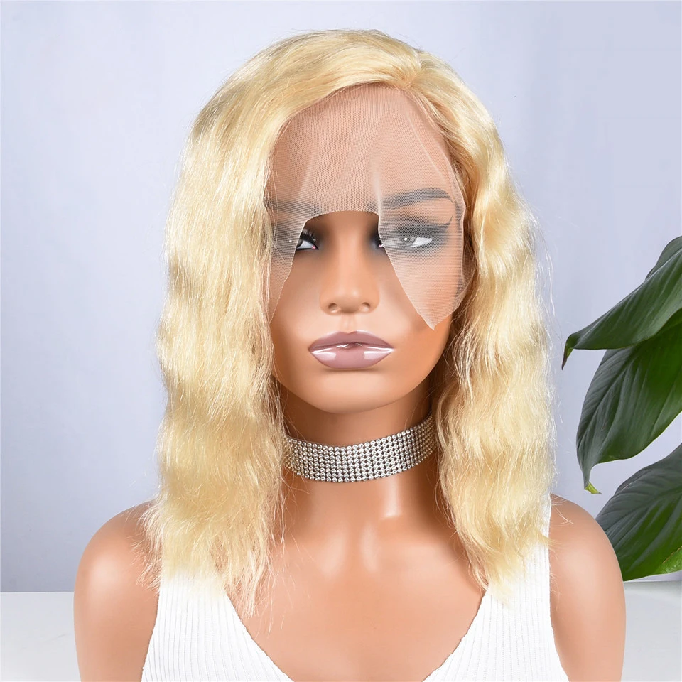 

HD 13x4 Short Bob 613 Blonde Lace Front Human Hair Wigs Body Wave Glueless Short Wig 13x1 Baby Hair PrePlucked Bleached Rnots