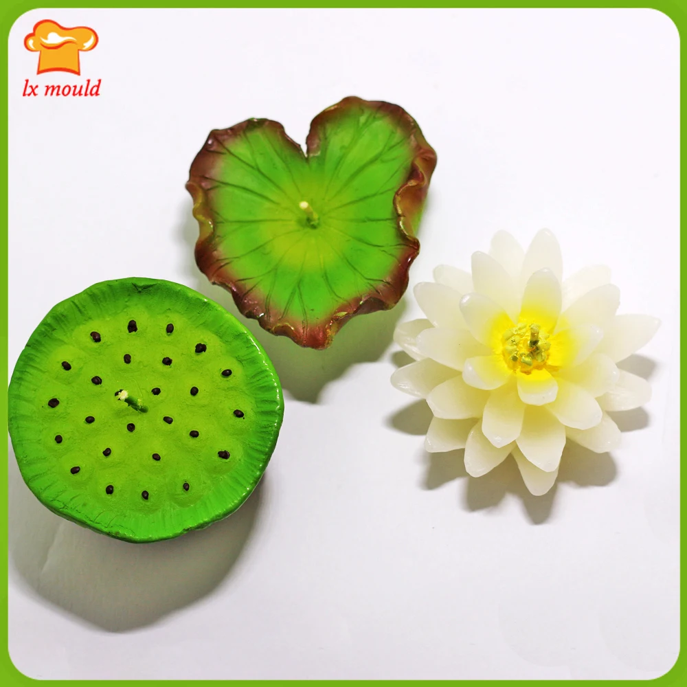 

Plant Silicone Mould Soap Candle 3D Lotus Leaf Lotus Seed Lotus Flower Fondant Chocolate Decor Baking Cake Topper Mold