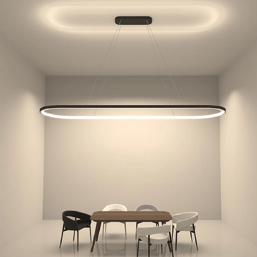 

Designer dining room ceiling lamp ins Nordic minimalist dining room bar table creativity word led strip modern simplicity