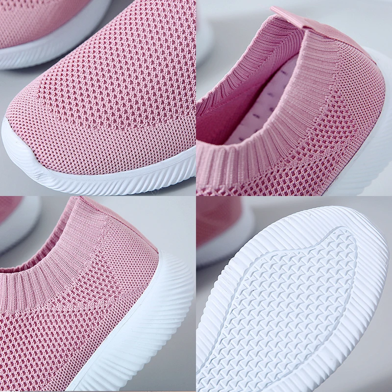Breathable Knitted Socks Sneakers For Women Slip On Light Fitness Sport Shoes Ladies Casual Jogging Flats Footwear Running Shoe
