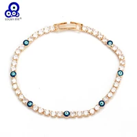 lucky eye micro pave round zircon chain bracelet copper colorful evil eye charm bracelet for women girls fashion jewelry be603