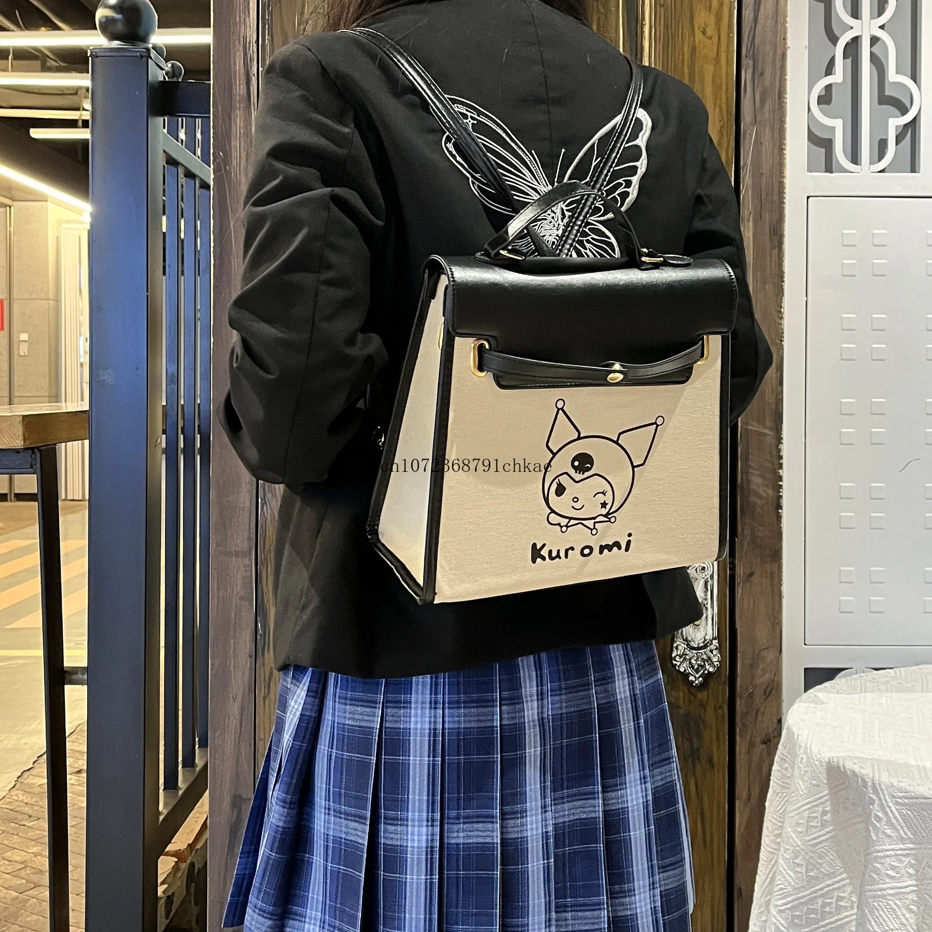 New Japanese Cartoon Cute Melody Jade Guigou Kuromi Canvas Handbag Cute Fun Canvas Backpack Hello Kitty  Backpacks  school bag