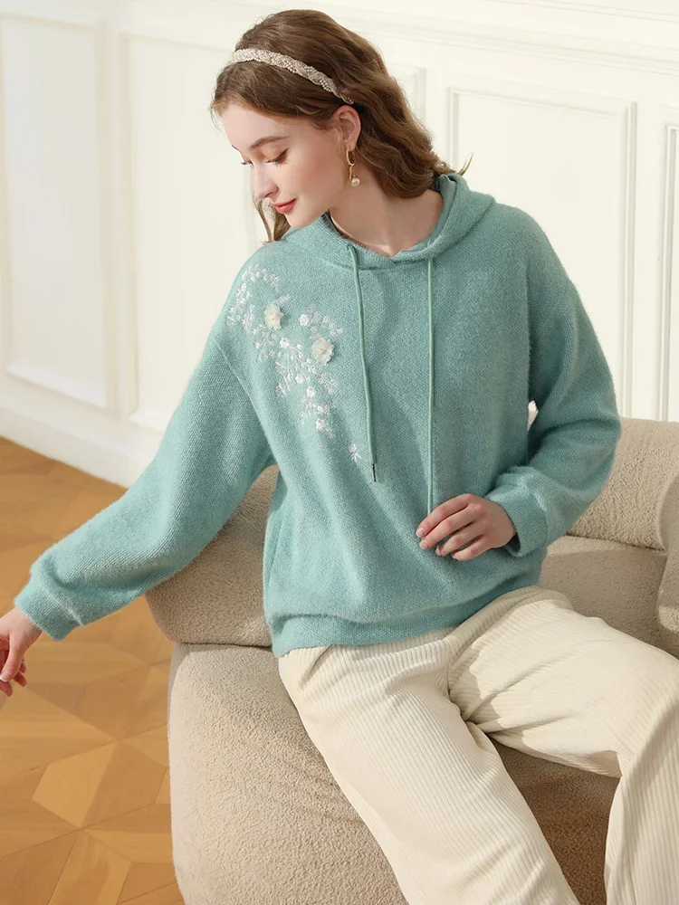 Женский кашемировый свитер с капюшоном I BELIEVE YOU 2023 мягкий свободный Зимний