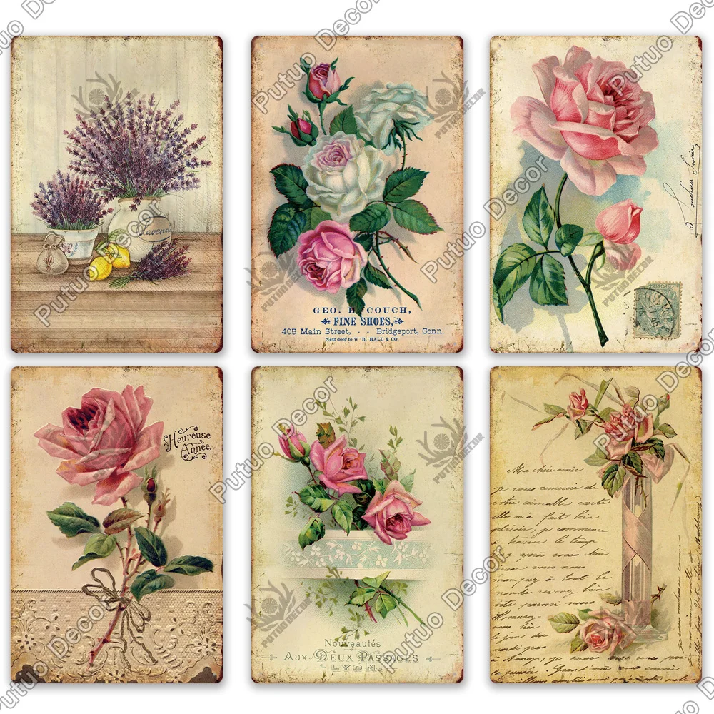 Putuo Decor Flower Vintage Poster Plaque Metal Tin Sign Wall Decorative for Barn Room Kitchen Garage Iron Painting images - 6