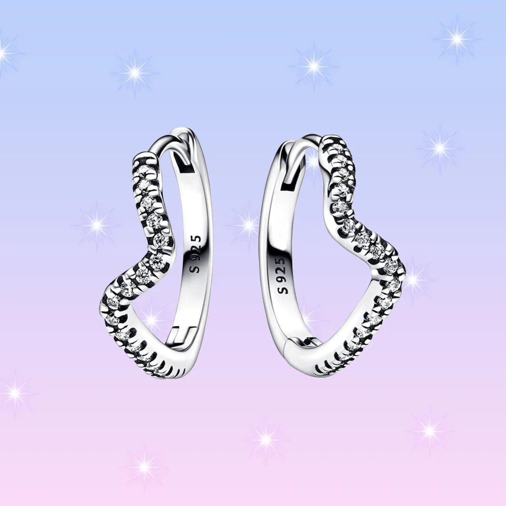Pandora Rotterdam-Boucles d'oreilles créoles Wave pour femme, Argent Chim925, Accessoires originaux, Niche, Mode, Bijoux, Cadeau