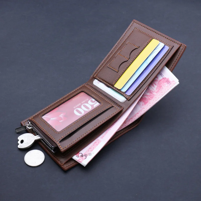 

Bisi Goro PU Leather RFID Blocking Slim Fold Men Wallet Credit ID Card Holder Mini Wallet for Women Vintage Money Bag Pure Purse