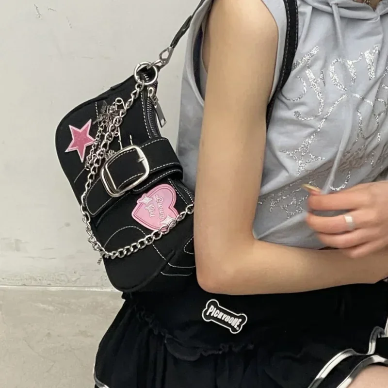 

Richme Harajuku Y2K Women Handbag 2023 Trend Vintage Punk Chains Bolso Mujer High Street Subculture Ladies Underarm Shoulder Bag