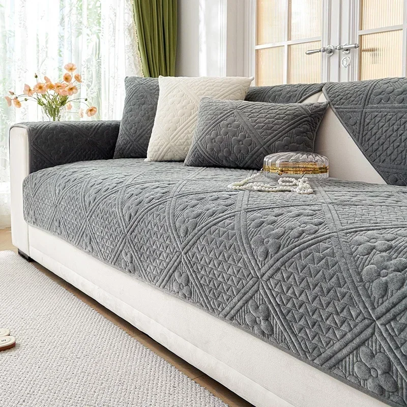 Зимний роскошный чехол для дивана гостиной нескользящий белый толстый коврик