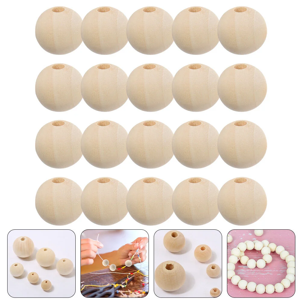 100pcs Round Wood Beads Crafts DIY Beads Pendant Making Beads Garland DIY Beads