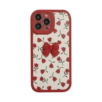 vintage red tulips little bowtie case for iphone 13 pro max back phone cover for 12 11 pro max x xs xr 8 7 plus se 2020 capa