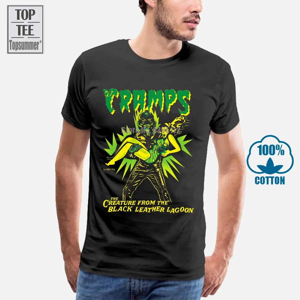 

Sleeve Shirts Fashion Mens Black T Shirt The Cramps Creature From Black Leather Lagoon Horror S 5Xl