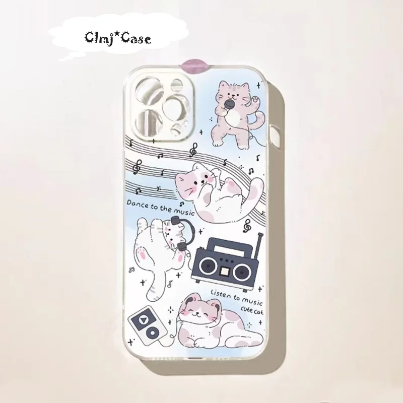 

Clmj Cute Cat Kitten Phone Case For iPhone 13 Mini 12 11 14 Pro 15 Plus X XS Max XR Se 2020 7 8 Silicone Soft Protective Cover