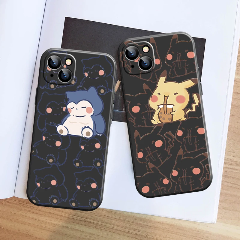 

Japan Pokemon Pikachu Phone Case For Apple iPhone 13 12 11 Pro 12 13 Mini X XR XS Max SE 6 6s 7 8 Plus Black Funda Carcasa