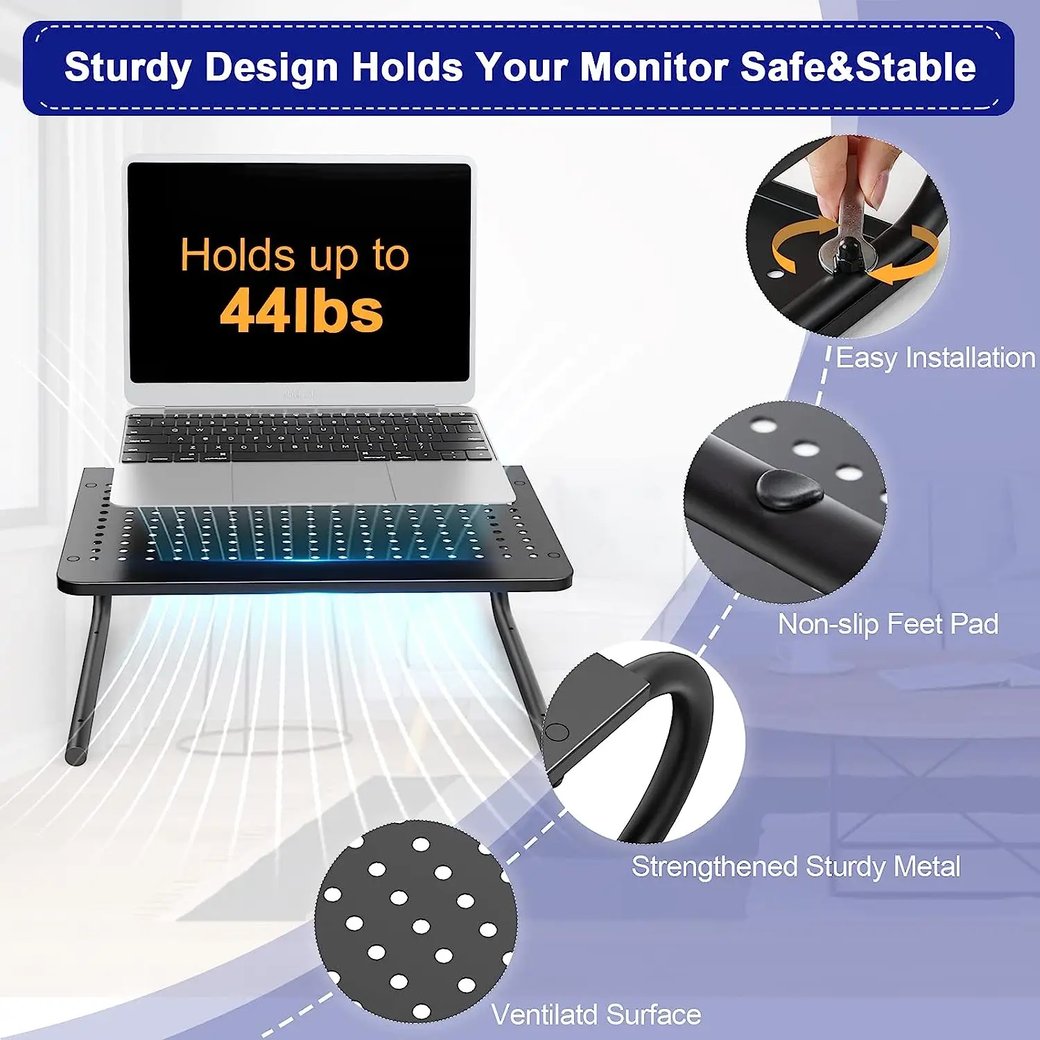 

2023 Metal Ventilated Monitor Stand for Computer Laptop Notebook 14 5 Inch Height Ergonomic Platform Printer