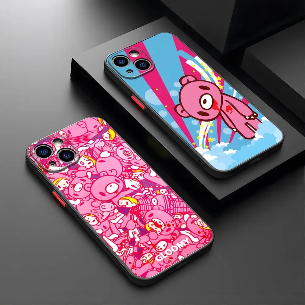 Cute G-Gloomy Bear Phone Case For IPhone 15 Pro 14 Max 16 Plus 13 11 12 Mini Xs X Xr 7 8 Se Matte Cover
