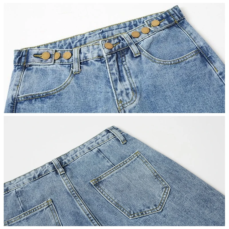 Straight Jeans Woman High Waist Denim Wide Leg Pants Trousers Baggy Streetwear Y2K Loose Blue Gray Korean Casual Mom Cute Jeans