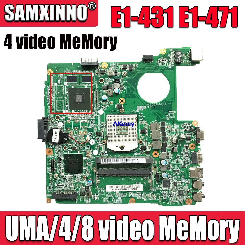 

DAZQSAMB6E0 DAZQSAMB6E1 DAZQSAMB6F1 motherboard for ACER Aspire E1-431 E1-471 E1-471G V3-471 laptop motherboard SLJ8E HM77 HM76